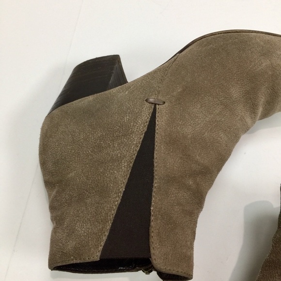 AQUATALIA Suede Tan Taupe Chelsea Side Zip Block Stacked Heel Boots Size 8 - Picture 7 of 14